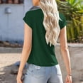 thumbnail image 4 of QASIEATN Women's Summer Solid Color Blouse Swing Collar Short Sleeve Casual Holiday Tops Fall Fashion Outfits for Women, 4 of 9