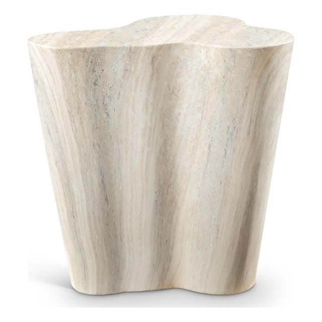 Afuera Living Table d'Appoint Contemporain Intérieur/extérieur en Béton avec Fini Travertin