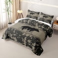 thumbnail image 3 of Castle Fairy Woodland Animal Bear Quilt King,Rustic Branches Camouflage King Coverlet Set,Dark Gray, 3 of 7