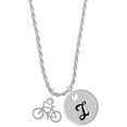 thumbnail image 1 of Delight Jewelry Silvertone Small Bicycle Silvertone Script Initial Disc - I - Charm Necklace, 20"+3", 1 of 4