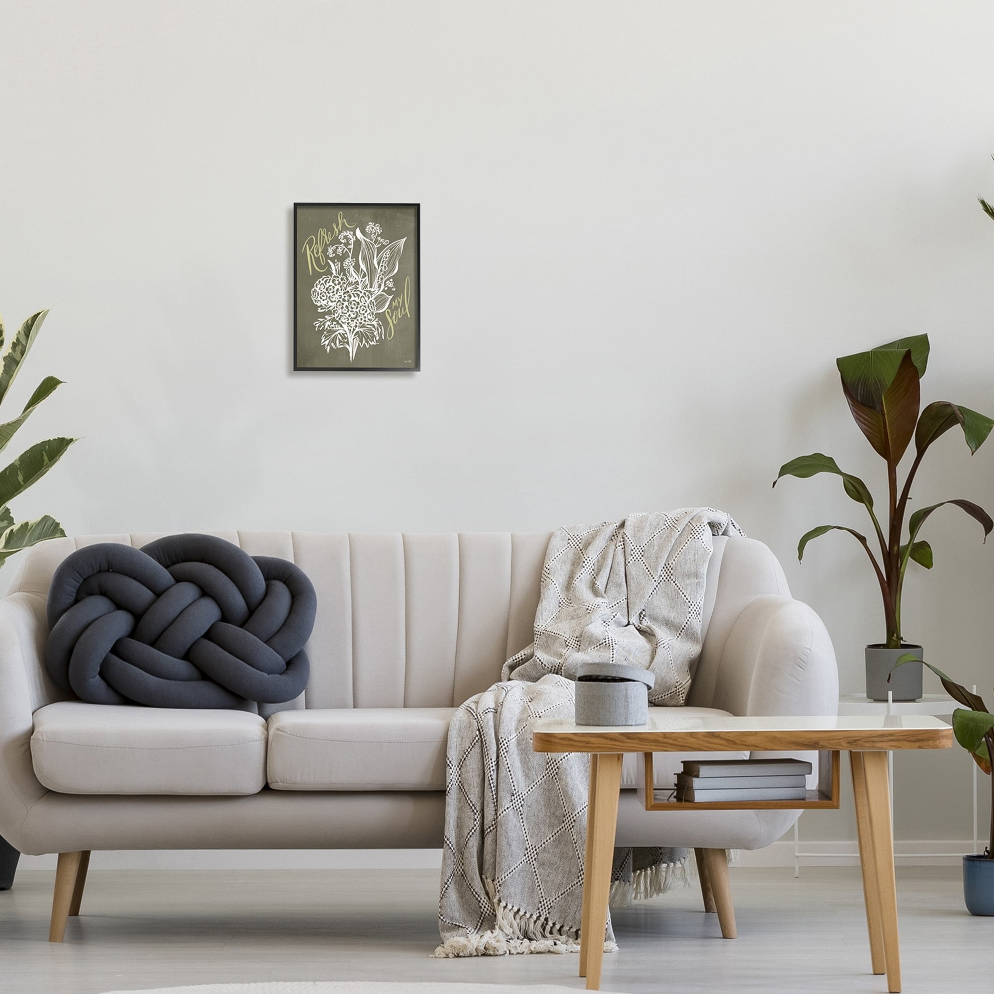 Stupell Industries Refresh My Soul Botanical Flower Leaf Sprouts Stencil,16 x 20, Design by House Fenway