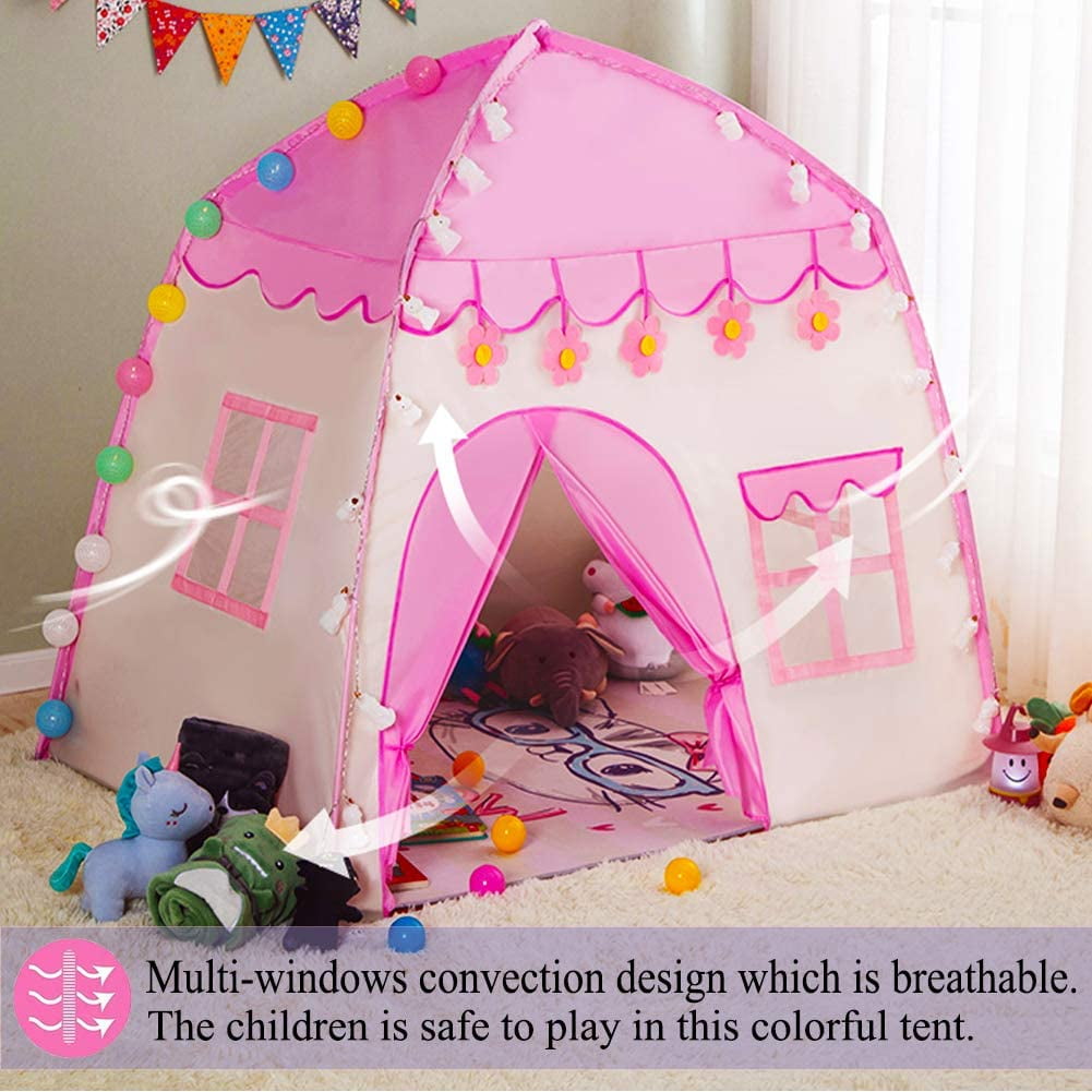 Lowestbest Portable Kids Play Tent, Castle Large Teepee, Children Playhouse with Carry Bag for Indoor Outdoor, (LED Pink) Lowestbest Portable Kids Play Tent, Castle Large Teepee, Children Playhouse with Carry Bag for Indoor Outdoor, (LED Pink)