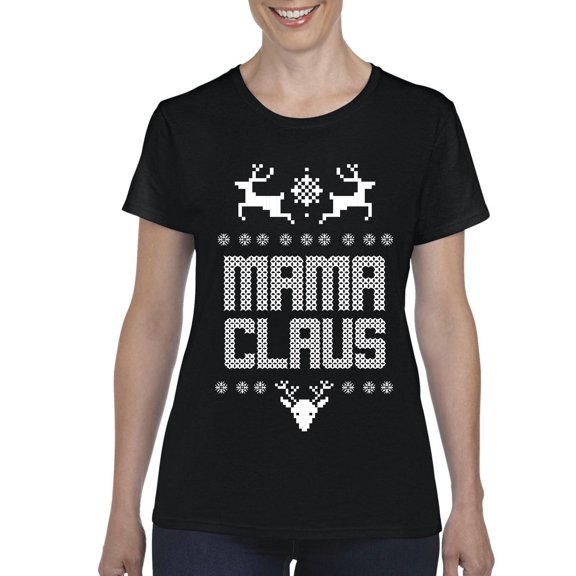 MmF - Women's T-Shirt Short Sleeve - Christmas Mama Claus Deers