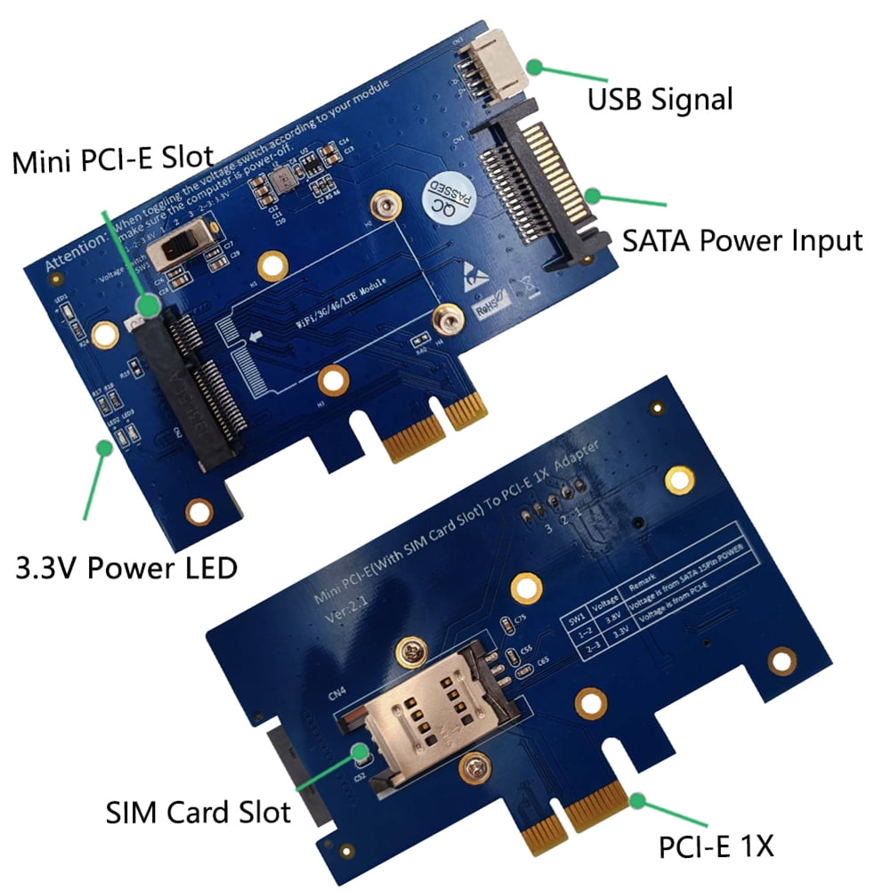 Koszal Mini Pci Express To Pci E X1 Network Card Adapter For Wifi 3g 4g Lte Sim Slot Walmart Canada