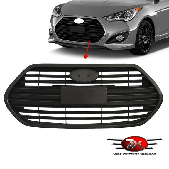 JX RACING Front Upper Grille Compatible with 2013 2014 2015 2016 Hyundai Veloster Turbo Radiator Grill Matte Black for 865612V500