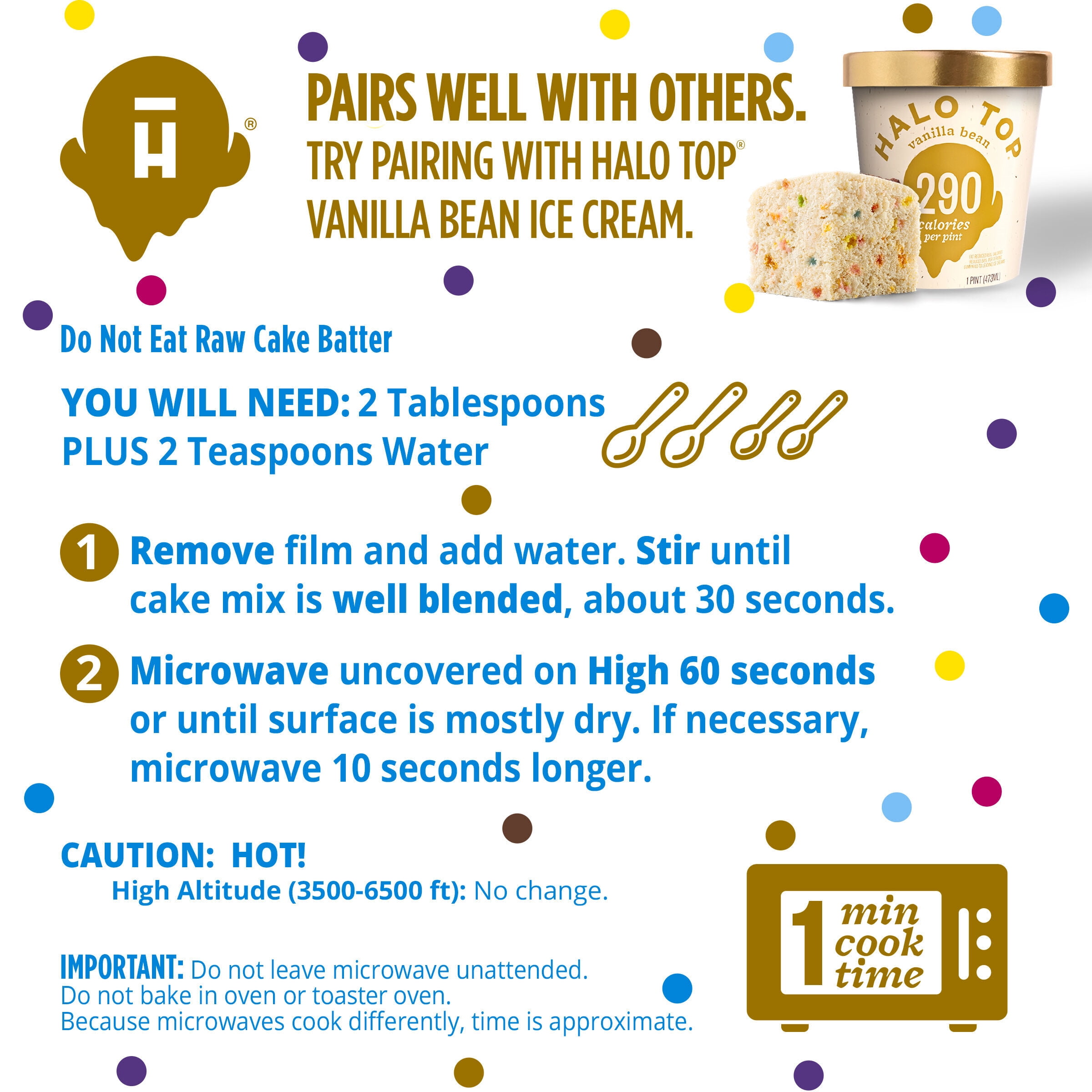 Halo Top Single Serving Birthday Cake Light Cake Mix, 1.76 oz.