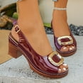 thumbnail image 7 of Viluyesy Women's Chunky Heeled Sandals, Peep Toe Slingback Adjustable Buckle Casual Fashion Dress Shoes Wine 8.5, 7 of 7