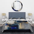 thumbnail image 3 of Designart "Abstract Shape in Golden and Blue Marble I" Animals Bedding Covert Set - Abstract Marble Blue Abstract Bed Set With 2 Shams, 3 of 6