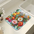thumbnail image 4 of Yayeee Dish Drying Mat for Kitchen Counter 16" x 18" Microfiber Super Absorbent Coffee Decorative Pad, Pink Floral Tomatoes, 4 of 9