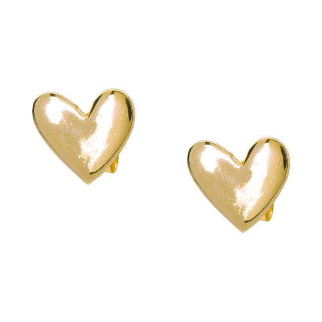 BecKids 18K Gold Plated Sterling Silver High Polish Heart Stud Teen Girls Earrings&#44; 8 mm