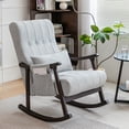 thumbnail image 6 of HARBOURSIDE Upholstered Rocking Chair with Fabric Padded Seat,Comfortable Rocker Solid Wood for Living Room, Gray, 6 of 9