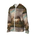 thumbnail image 2 of Kll Three Horses Oil Painting Print Men'S Women’s Upf 50+ Sun Protection Outdoor Hoodie Jacket Long Sleeve Fishing Hiking Performance Shirt- Small, 2 of 8
