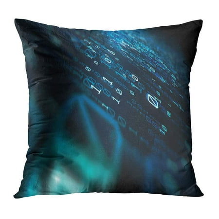 ECCOT Data 3D Blue Bytes of Binary Code Flying Through Vortex Depth Field Computer Software Security Abstract PillowCase Pillow Cover 16x16