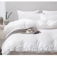 thumbnail image 1 of Boho Chic Luxury KING SIZE 3pcs White Duvet Cover Set with Ruffle Trim - Soft, Washed Microfiber Bedding for All Seasons, Includes Zippered Duvet Cover & Pillowcases (No Insert), 1 of 8