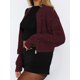thumbnail image 5 of Cárdigan Holgado de Cuello Redondo, Larga, con Cremallera Frontal, para Mujer, Moderno Suéter de Punto con Cremallera, Abrigos de Otoño. Vino Tinto M, 5 of 7