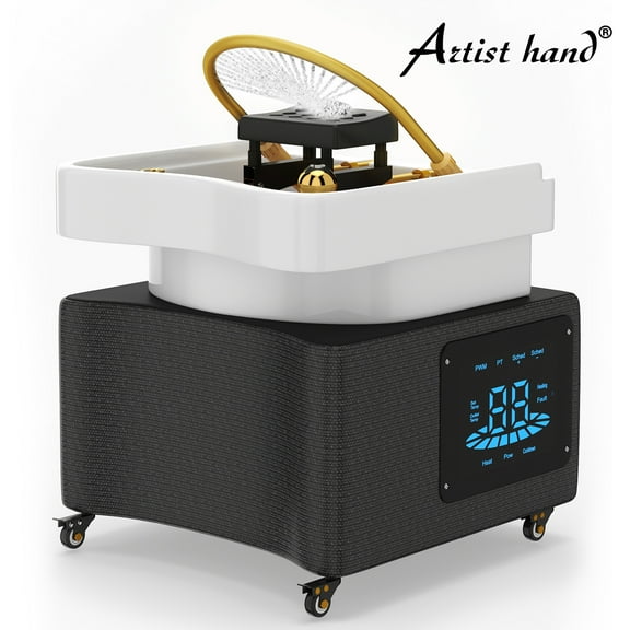 Pro Head Spa Equipment Portable Shampoo Bowl with LED Lights Therapy,Water Circulation,Constant Temperature System for Barber Shop Beauty Spa(Black)