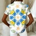 thumbnail image 5 of Women Hawaiian Aloha Luau Shirt Floral Tropic Print Short Sleeve Button Up Summer Party Tops Yellow M, 5 of 5