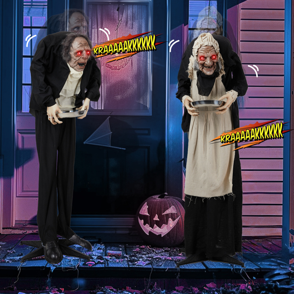 5FT Halloween Standing Decoration, Sensor-Activated (Lights/Sounds/Swaying), Waterproof Polyester for Yard/Garden