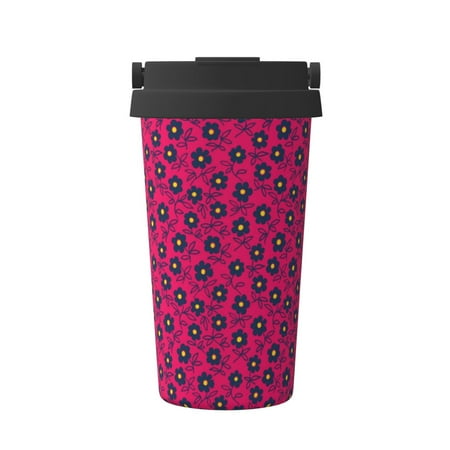 

Pofeuu Floral Colorful Print Coffee Mug Iced Coffee Tumbler Cup Double Wall Vacuum Leak-Proof Thermos Mug CoffeeThermos Travel Mug
