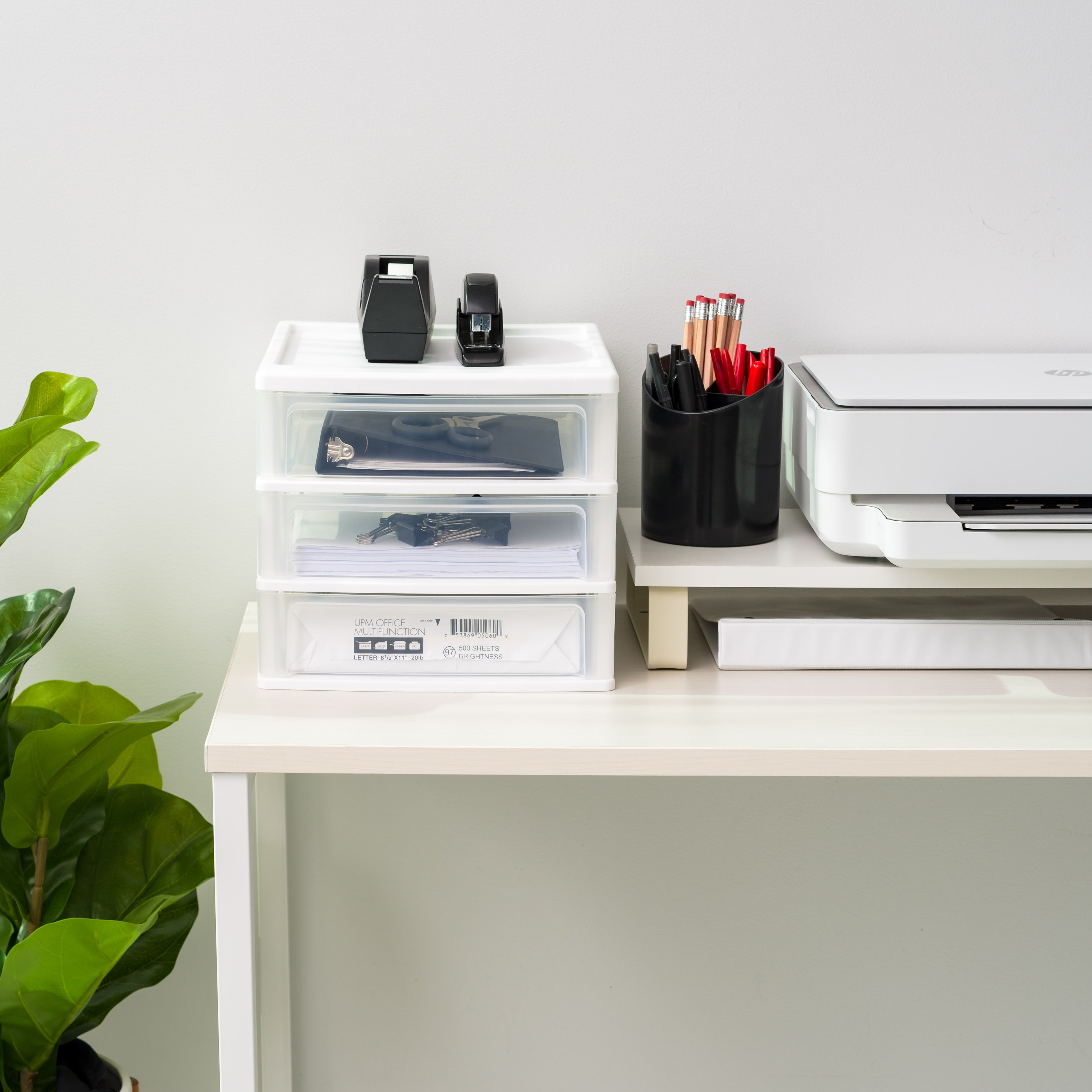 IRIS Medium 3-Drawer Stacking Desktop Organizer, Plastic Drawer Storage Container for Stationery Art Craft