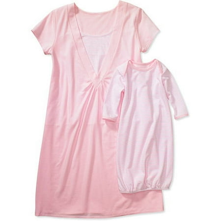Maternity Baby and Me Nursing Gown, 2-Piece Set