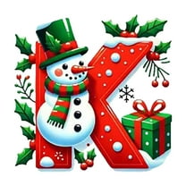 Alphabet Christmas Ornaments, 26 Letters Acrylic Christmas Tree Decorations with Santa Hat Design, DIY Personalized Xmas Hanging Pendants Set(K)