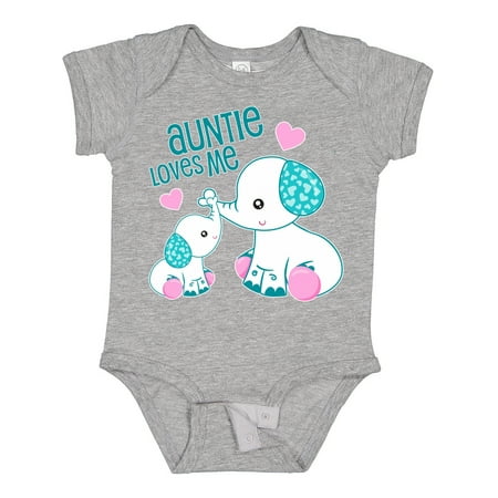 

Inktastic Auntie Loves Me-cute Elephants Gift Baby Boy or Baby Girl Bodysuit