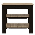 thumbnail image 3 of 37" Tall Kitchen Island With Shelves & Drawer, Towel Hanger, Black/ Oak, 20"x40" Table For Use Tall, Two Open Storage Shelves, 40"x20", 3 of 3