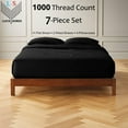 thumbnail image 2 of 7-PC Split King Organic 1000-TC Cotton Sheet Set - 10" Deep Pockets with 4 Pillowcases - Black, 2 of 7