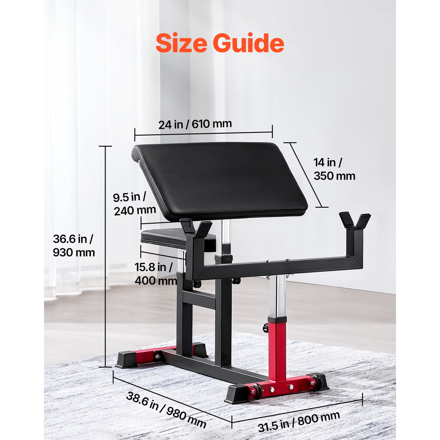 KFFKFF Adjustable Height Weight Bench, Arm Curl Bench, Bicep Training Apparatus, 440 LBS Capacity Domestic Workout Gear, Seated Isolated Barbell Dumbbell Arm Exercise Station, for Domestic Fitness