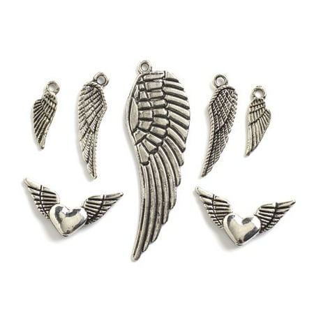 Found Metal Charms Wings - Cousin Metal Wing Charms, 1 Each