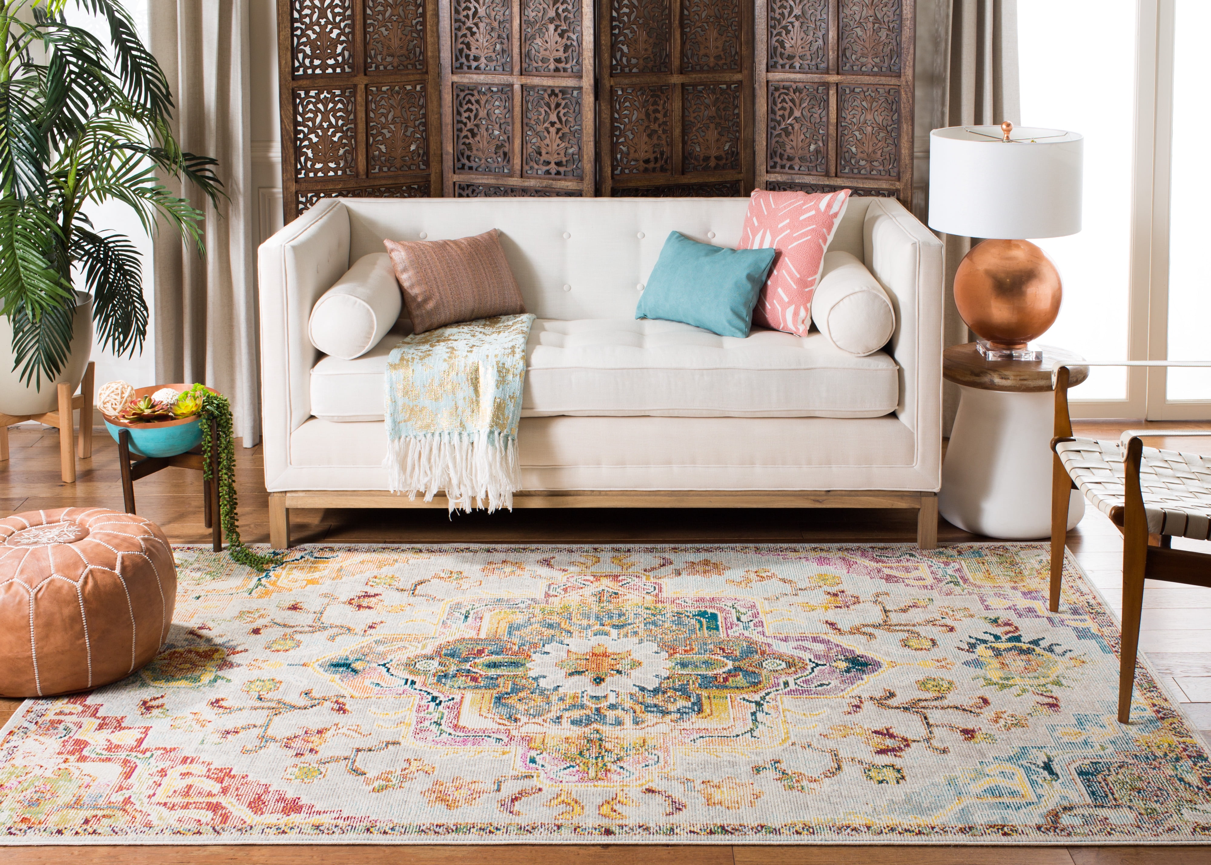 SAFAVIEH Crystal Debra Southwestern Area Rug, Light Blue/Gray, 10' x 14'