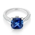 thumbnail image 2 of Gem Stone King 5.59 Ct Blue Created Sapphire White Created Sapphire 925 Sterling Silver Ring (Size 9), 2 of 6