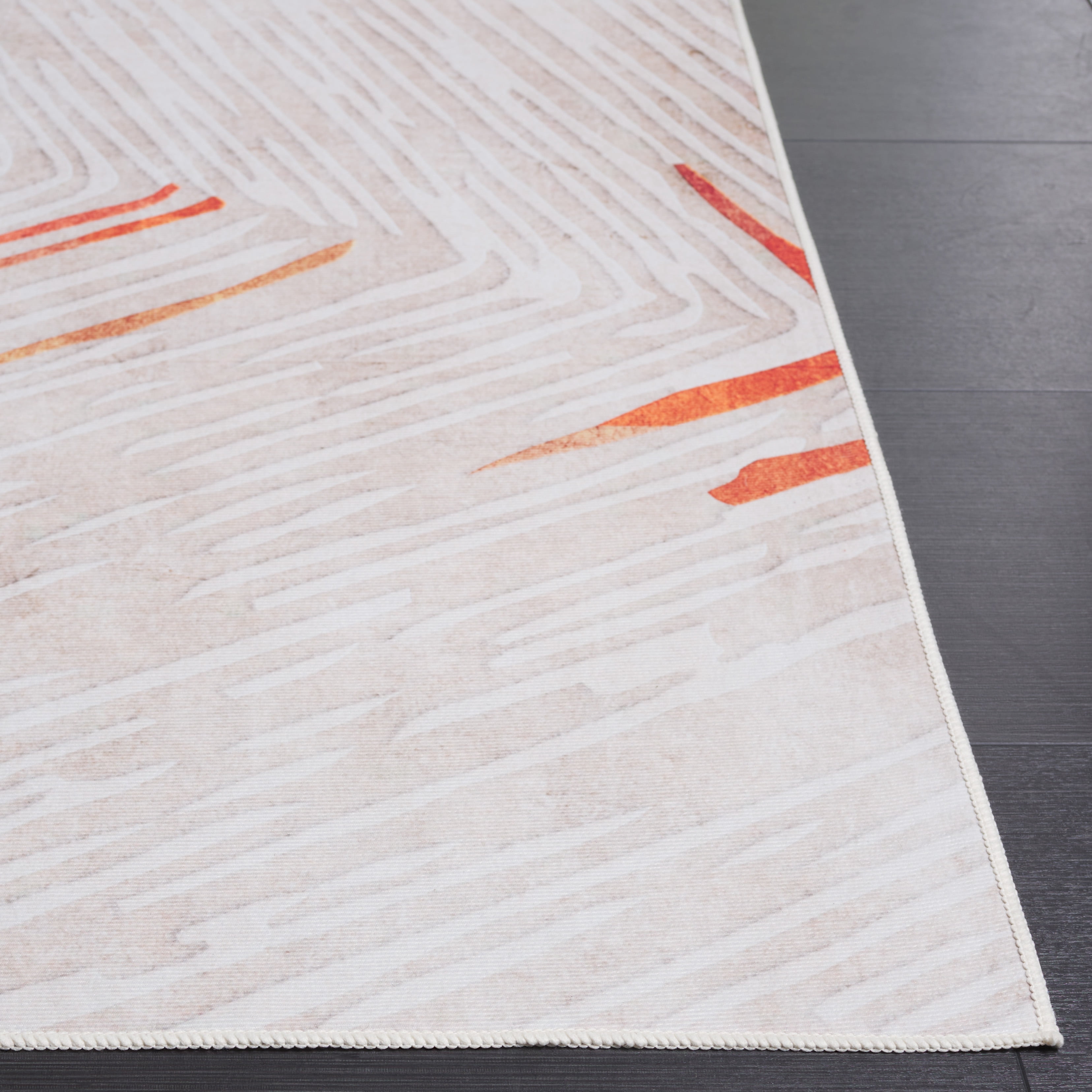 SAFAVIEH Malibu Cordelia Geometric Machine Washable Area Rug, Beige/Rust, 6' x 9'