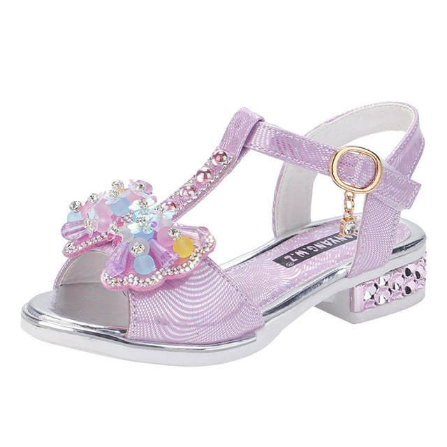MIASHUI Chaussures de Fille Robe Été Sandales à Bout Ouvert Danse Chaussures de Princesse, Violet, 3,5-4 Ans