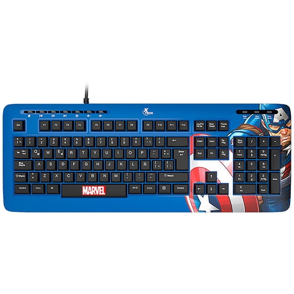Teclado XTECH EDICION CAPITAN AMERICA USB Español Azul Xtech XTK-M401CA