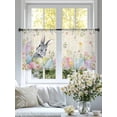 thumbnail image 4 of Easter Rabbit Sheer Curtains 54 Inch Length 2 Panels Set Window Treatments, Spring Colorful Eggs Wildflowers Leaves Rod Pocket Semi Curtains for Living Room/Bedroom/Kitchen Décor, 104"W x 54"L, 4 of 7