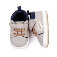 thumbnail image 3 of Caoirhny Toddler Boy PU Sneakers Casual Letter Print Cute Baby Flats Breathable Infant Walking Shoes for Newborn 0 6 12 18 Months, 3 of 5