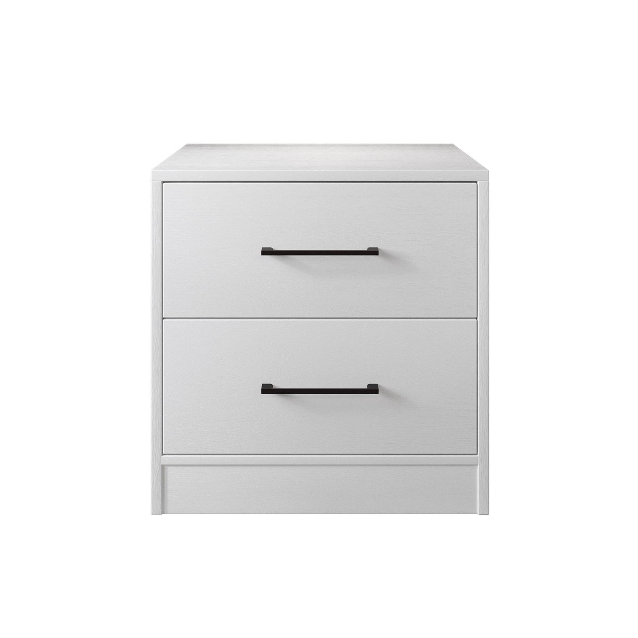 Castle Place Minimalist 2 Drawer Wooden Nightstand, White