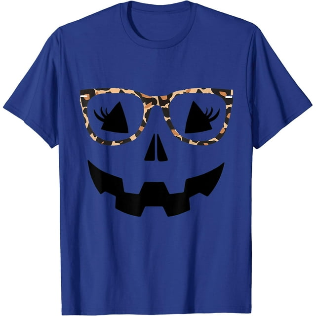 Jack O'lantern Visage Citrouille Halloween Léopard Lunettes T-Shirt - comme sur L'Image - L
