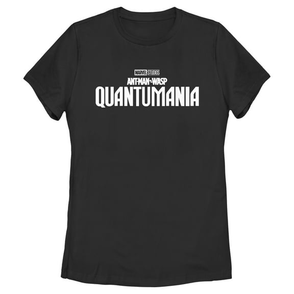 Women's Ant-Man and the Wasp: Quantumania Movie Logo White  Graphic Tee Black Medium