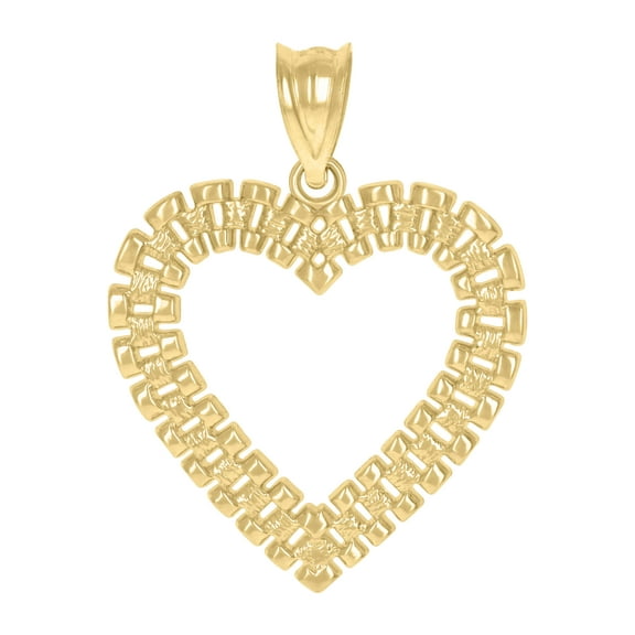 10kt Real Yellow Gold Womens Heart Charm Pendant