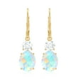thumbnail image 2 of Rosec Jewels Womens Ethiopian Opal Drop Earrings with Moissanite - 8X10 mm Opal - AAA Grade, 10K Yellow Gold, 2 of 8