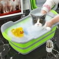 thumbnail image 4 of Multipurpose Collapsible Pet Bathtub with Drainage Hole for Puppy Small Dogs Cats, Portable Laundry Basket-Foldable Bathing Tub-Storage Organizer, 7.1 Gal/27L (Green,1), 4 of 14
