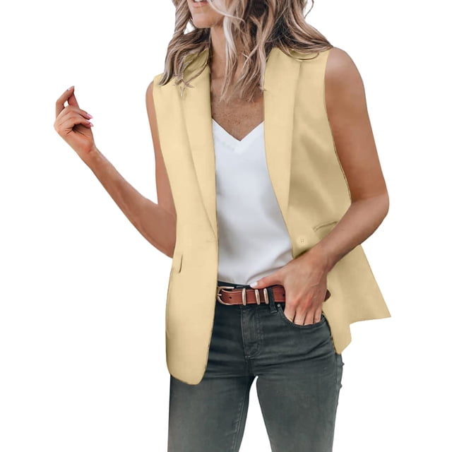 zttd womens vest coat casual blazers open front sleeveless work office jackets blazers