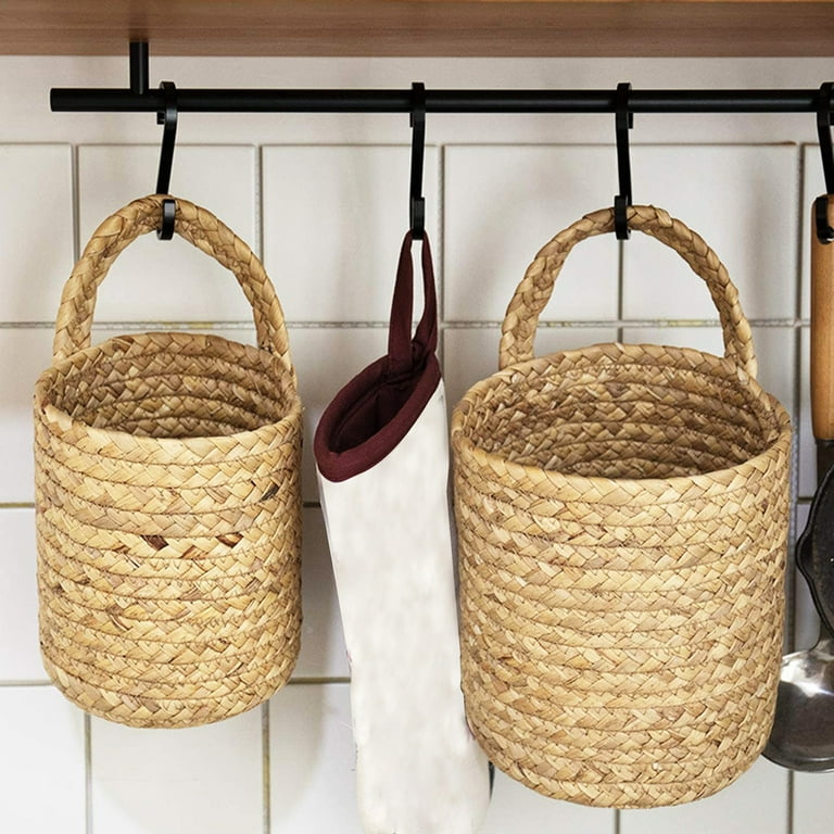 2PCS Wall Hanging Rope Basket Small Woven Baskets Hanging Storage Rope  Basket Cotton Rope Basket Storage Bins for Home Décor, Baby Nursery