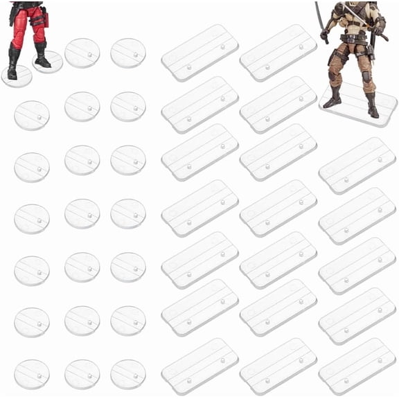 40PCS Action Figure Stand Bases Rectangular/Round Clear Acrylic Model Display Support Stand Assembly Display Holder Accessories