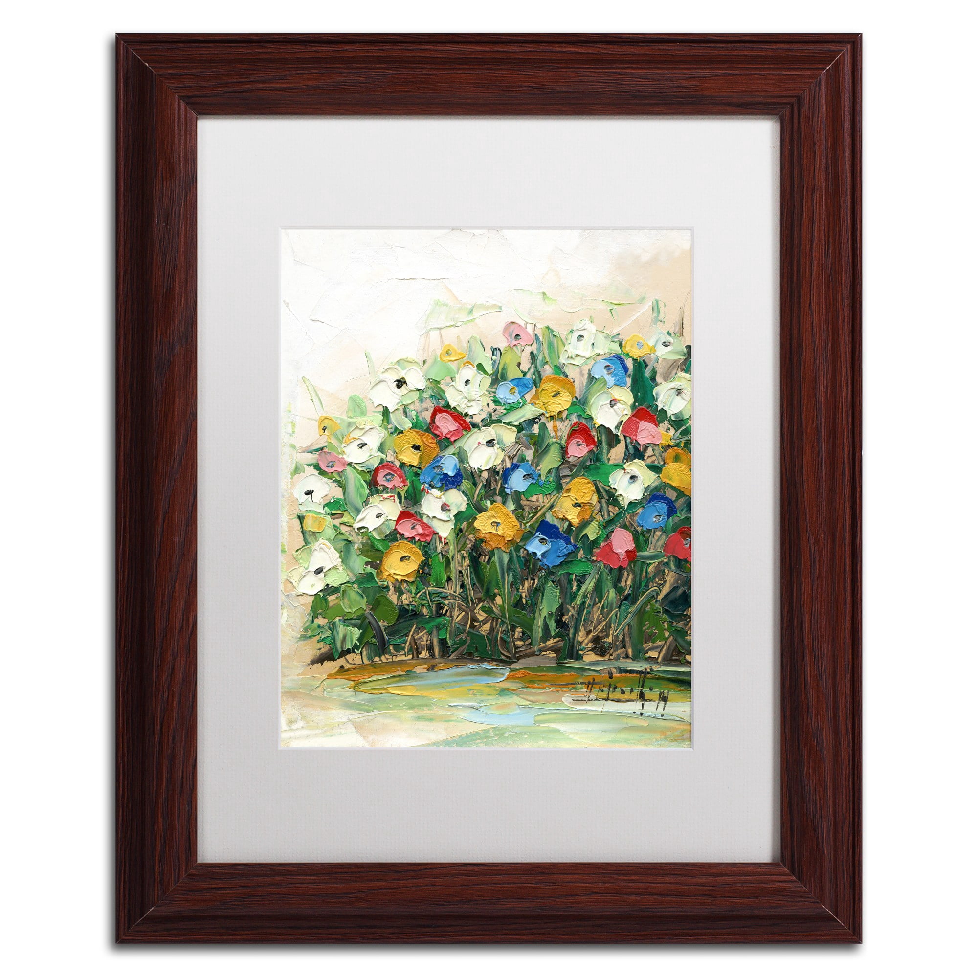 Trademark Fine Art "Spring Flowers in a Vase 10" Canvas Art by Hai Odelia, White Matte, Wood Frame