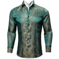 thumbnail image 4 of Barry.Wang Camisas de lujo con estampado 3D de cachemira color vino tinto para hombre, camisas casuales de manga larga con flores para hombre, camisas de vestir ajustadas, 4 of 5