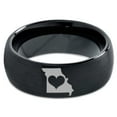 thumbnail image 2 of Tungsten Missouri Show Me State Heart Band Ring 8mm Men Women Comfort Fit Black Dome Brushed Polished, 2 of 4